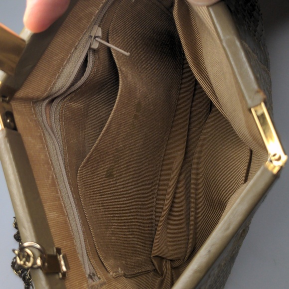 Vintage 60s Palizzio Genuine Snake Skin Purse Tan Crossbody Shoulder Bag - Picture 8 of 17